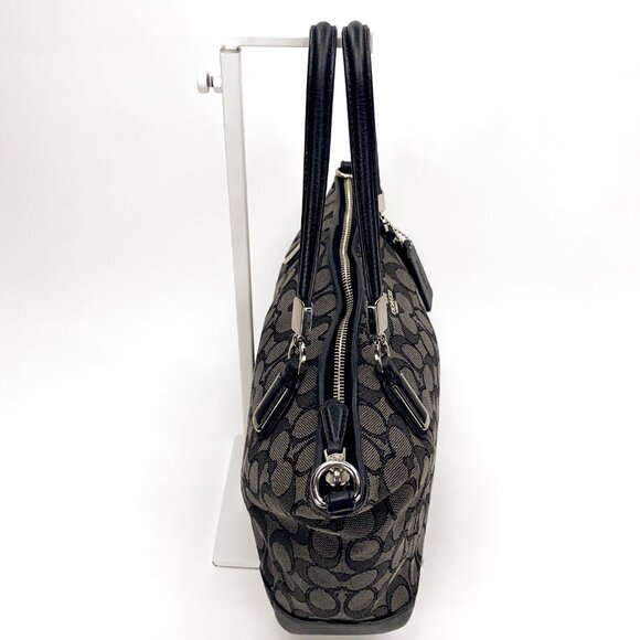 COACH Signature Kelsey Satchel Smoke/Black Crossbody Bag - Picture 10 of 16